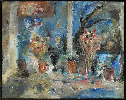 Ельницкая Вера Андреевна. Натюрморт с сухими цветами. Синий вечер